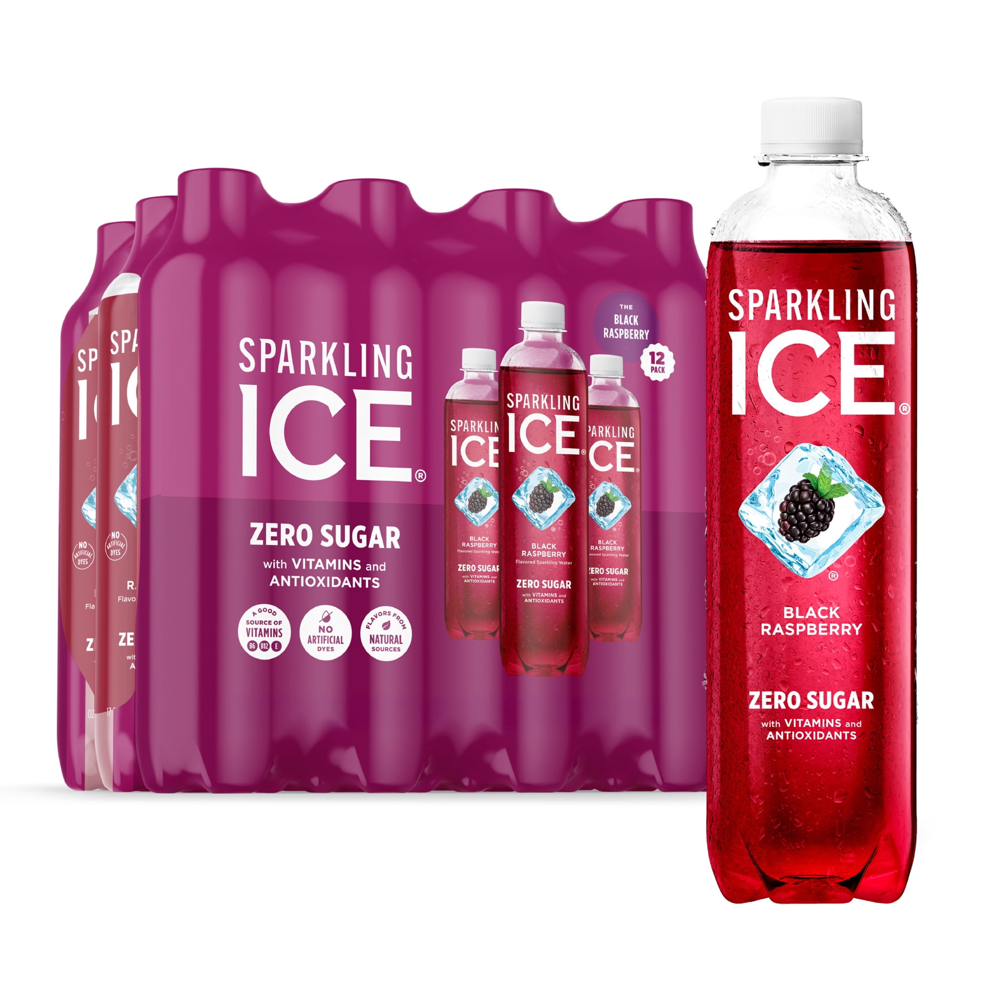 Sparkling Ice® Naturally Flavored Sparkling Water, Black Raspberry 17 Fl Oz, (Pack of 12)