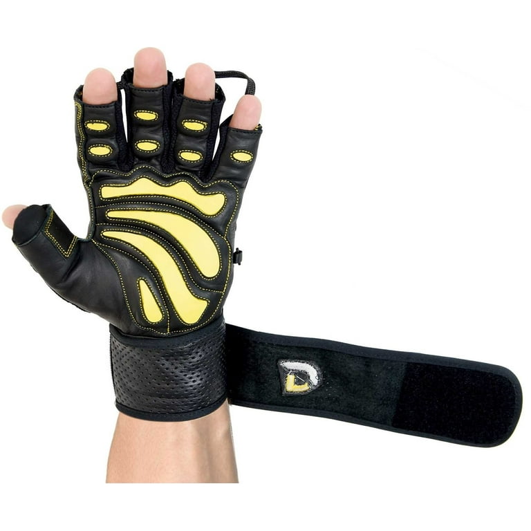 Grip Power Pads Elite Leather Gym Gloves with Built in 2