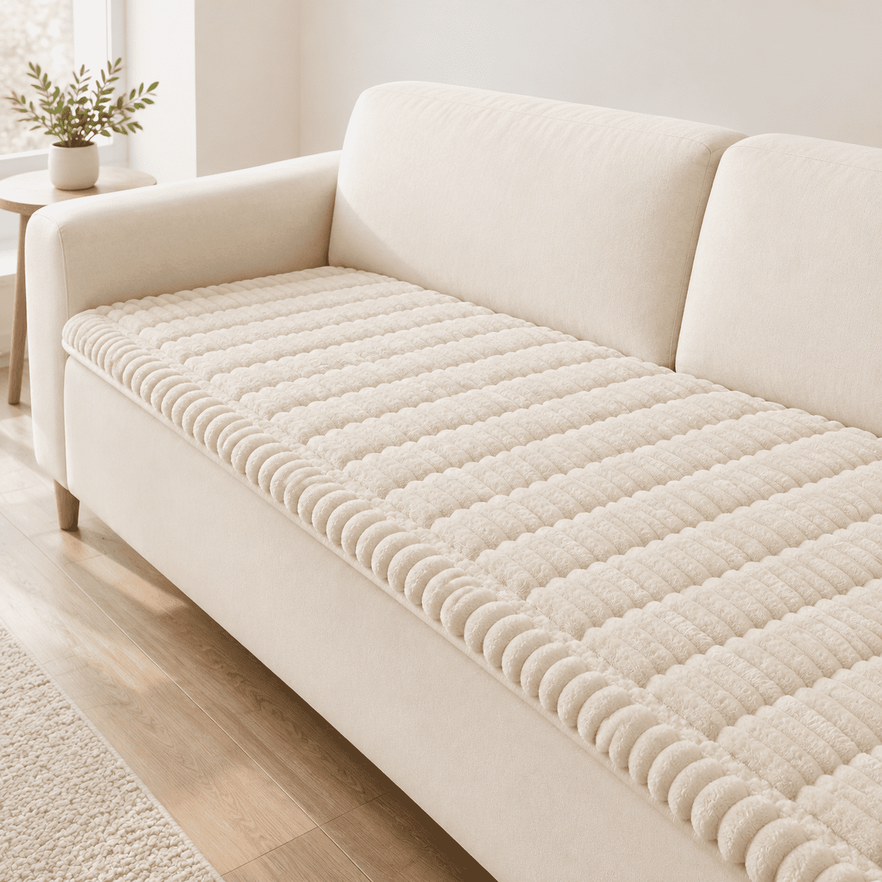Apricot 27.6 x70.9 Plush Flannel Pet Sofa Protector Washable Non-Slip Couch Cover