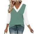 thumbnail image 3 of Womens Plus Size Tops 3/4 Sleeve Dressy Blouses V-Neck Casual Loose Tunic Tops Summer Pullover Blouse Shirts S-3XL, 3 of 8