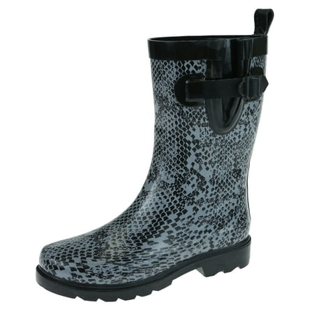 

Shiny Ombre Python Printed Rubber Mid Calf Women Rain Boot