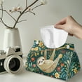 thumbnail image 2 of SEANATIVE Sloth Tissue Box Cover Floral Farmhouse Tissue Box Cover Rectangle PU Leather Tissue Box Holder for Bathroom House Tissue Box Cover Organizer for Kitchen, Bedroom, Office Desk, Nightstand, 2 of 7