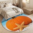 thumbnail image 4 of Round Area Rugs 4Ft, Pumpkin Coastal Non-Slip Washable Circle Rugs Carpet, Thanksgiving Fall Beach Starfish Indoor Outdoor Rug Floor Mats Throw Runner for Bedroom Living Room Bathroom, 4 of 8