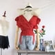 thumbnail image 2 of Camiseta de mujer Verano con cuello en V Dot Sin mangas Blusa de gasa Chaqueta, Rojo tholdsy AP001336-02, 2 of 7