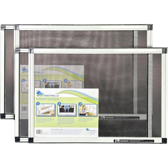 Fenestrelle Expandable Window Screen 15 H × 2140 W Horizontal 2Way Adjustable Window Screen with Flame Resistant Fiberglass Mesh Pack of 2
