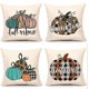 thumbnail image 1 of Juego de 4 fundas de almohada de lino de 18.0 x 18.0 in, diseño de calabaza a cuadros de búfalo otoñal, decoración del hogar, fundas de almohada cuadradas para sofá, cama, sofá, 1 of 4