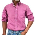 thumbnail image 2 of BiZtdJrK Men's Dress Shirt Regular Fit Long Sleeve Button Down Shirts Solid Business Casual Shirt Lightweight Office Work Lapel Shirts Hot Pink XL, 2 of 6