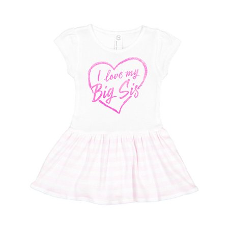 

Inktastic I Love My Big Sis in Pink Chalk Heart Gift Toddler Girl Dress