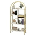thumbnail image 4 of Dextrus 5 Tier Arched Bookshelf and Bookcase, Gold Standing Book Shelf, Mental Frame Storage Display Rack Shelves Organizer for Bedroom Living Room Office,White&Gold, 4 of 13