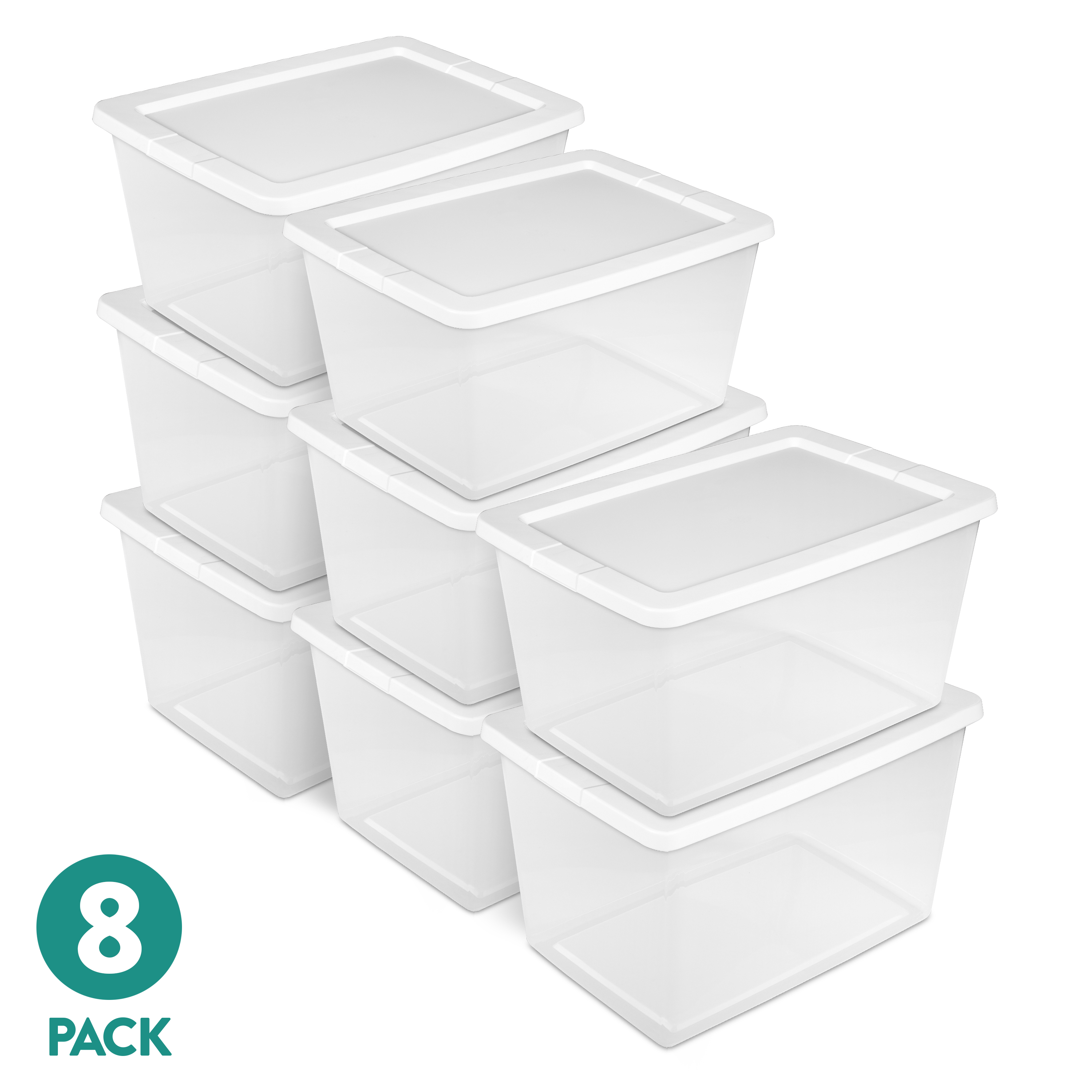 Sterilite 58 Qt Clear Storage Bins with Lids, 8-Pack White photo 1