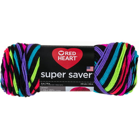 Red Heart Super Saver Neon Stripes Yarn, 236 Yd.