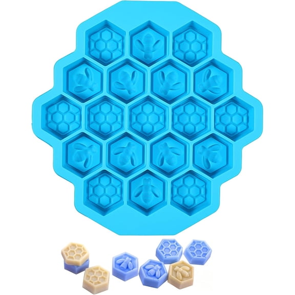 Versatile Honey Comb Silicone Moulds, 19 Cavity Bee Silicone Mould for Baking, Reusable Non-Stick Wax Melt Moulds for Craft