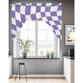 thumbnail image 3 of Purple White Checkered Swag Valance for Windows 56'' x 36'', Modern Irregular Geometric Light Filtering Kitchen Curtains Valances for Bathroom/Living Room/Bedroom/Café, Rod Pocket Curtain Panel, 3 of 6