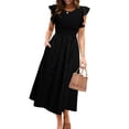 thumbnail image 1 of Vestido Simplee a rayas Midi Summer A Line negro para mujer, 1 of 6