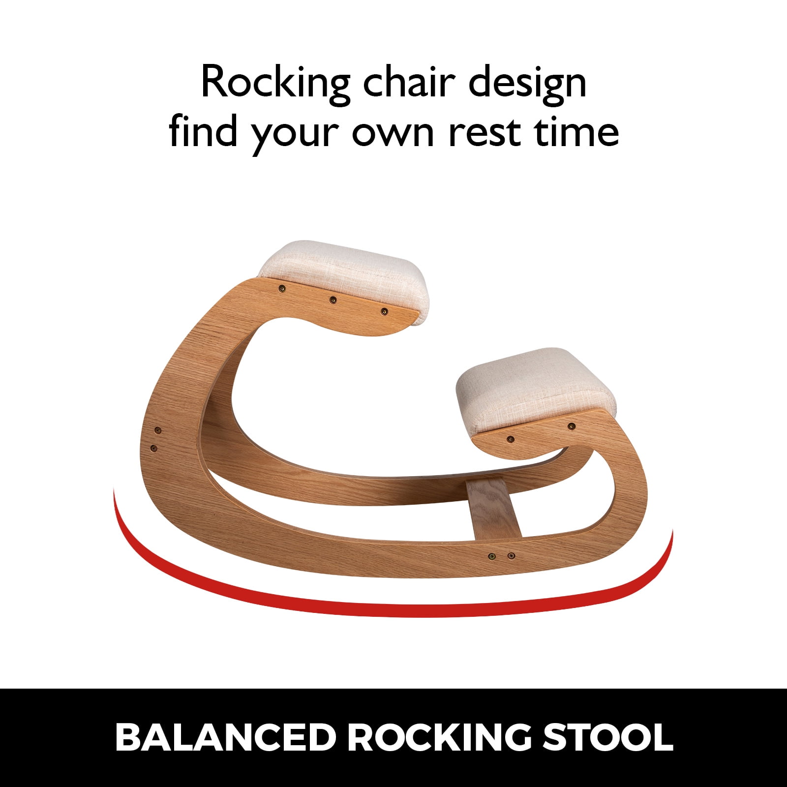 VEVOR Wooden Ergonomic Kneeling Chair Memory Seat Cushion Relieving Body  Black