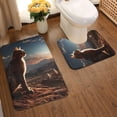 thumbnail image 2 of Xecao Pyramid Desert Cat 2-Piece Vintage Seamless Anti-Skid Mat Set, featuring a stylish pattern for a safe and elegant toilet rug experience, 2 of 6
