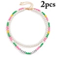 thumbnail image 2 of Collier Femme Superposé Perlé: Collier Ras du Cou en Fausse Perle Collier Court Bijou, 2 of 10