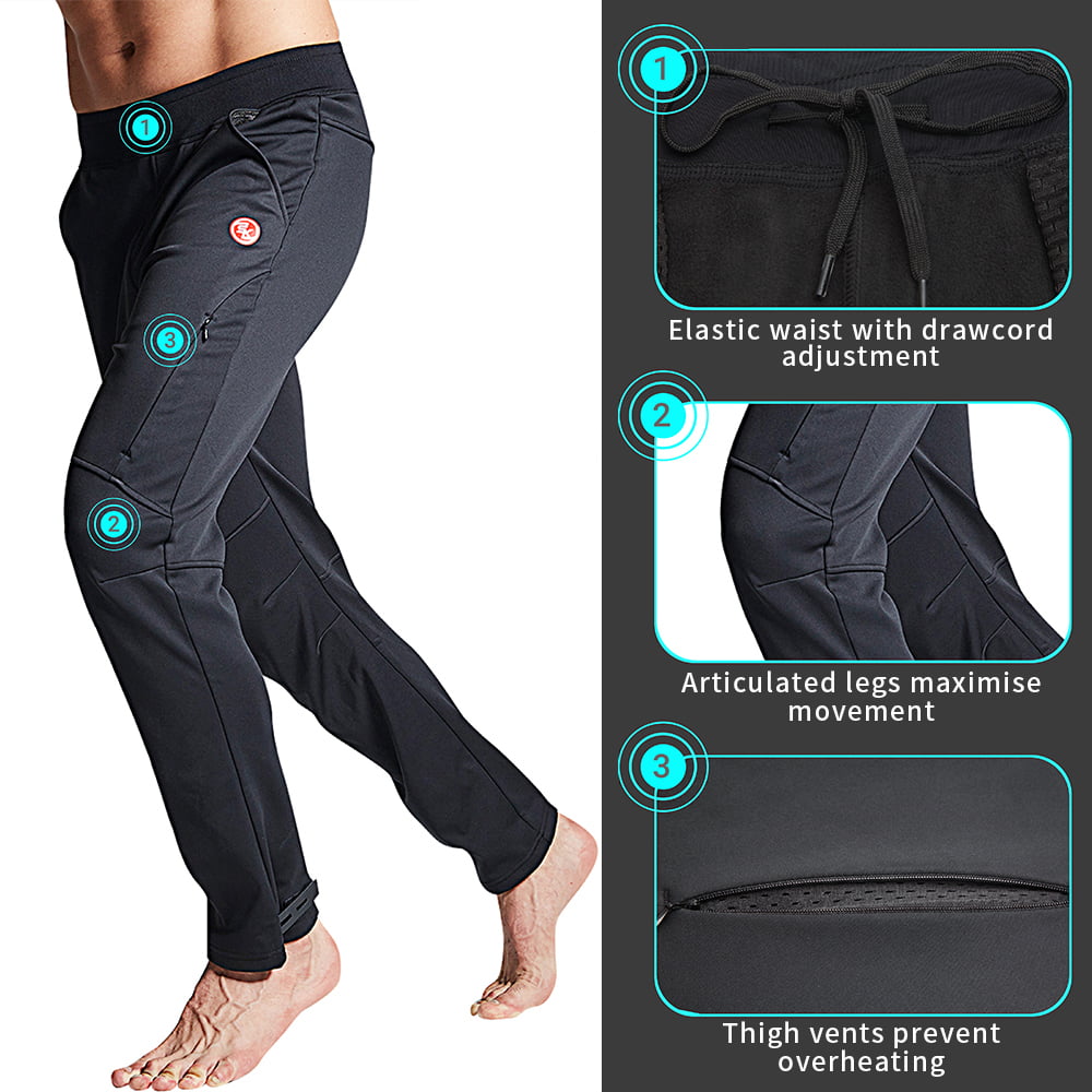 Breathable Athletic Sweatpants for Running Windproof Fleece Thermal Bike Pants Souke Sports Mens Winter Cycling Pants 