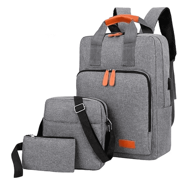 Mochilas Backpack Impermeable 3pzs Gris Malubero Malu1329