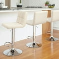 thumbnail image 2 of Homall Bar Stools Set Of 2 Modern PU Leather Height Adjustable Swivel Barstools, Hydraulic Kitchen Counter Square Island BarStool With Back, Beige, 2 of 7