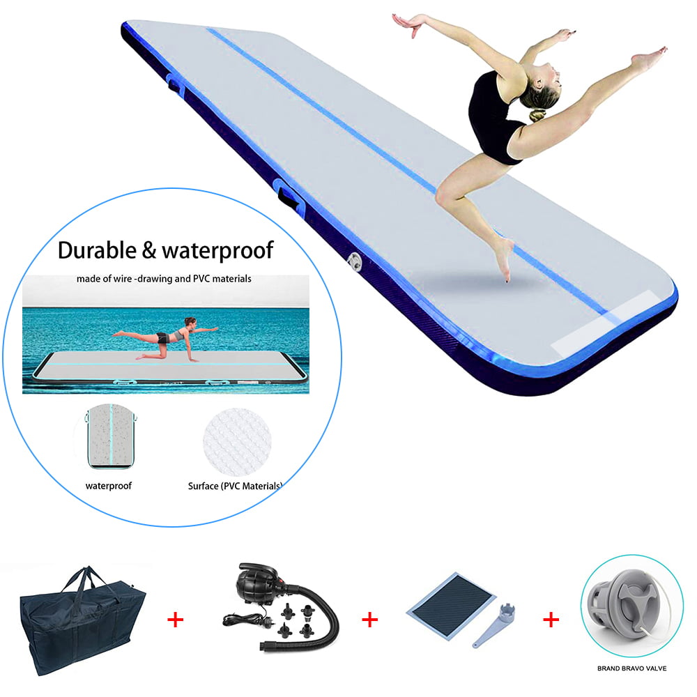 20ft 16ft 13ft 10ft Sailnovo Gymnastics Air Mat 4in 8in Thickness for Home Use Gym Cheerleading Yoga Beach Inflatable Air Mat Tumble Track Training Tumbling Mat with Electric Pump 