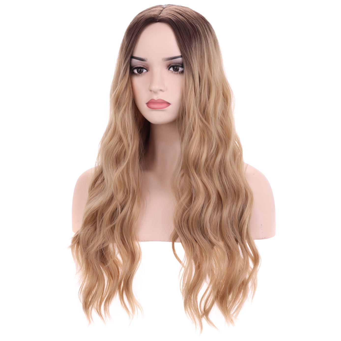 RightOn Blonde Wig Long Wavy Blonde Wigs for Women Ombre Blonde Wig Heat Resistant Hair Wigs Cosplay Party with Wig Cap