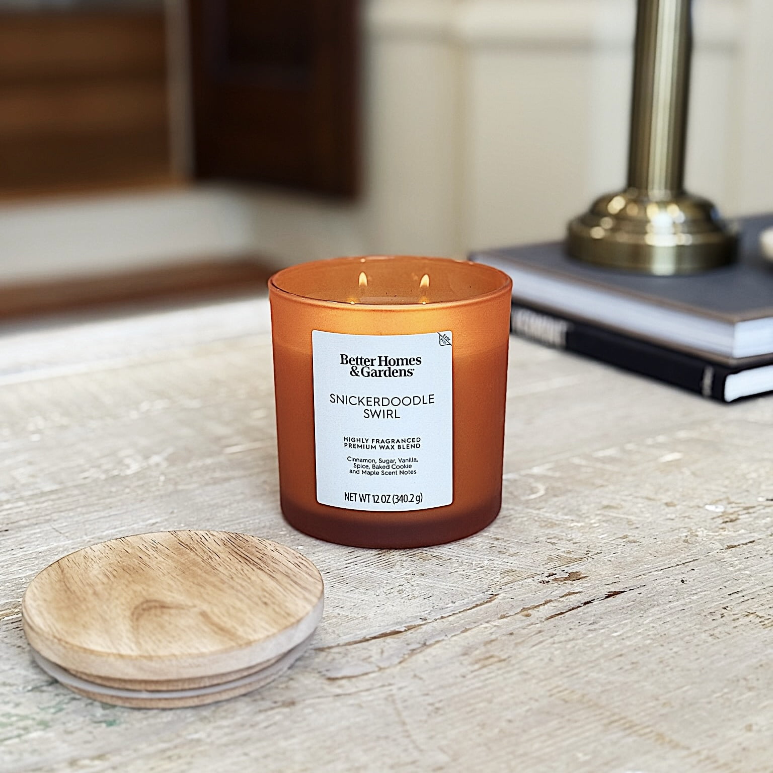 (4 pack) Better Homes and Gardens Snickerdoodle Swirl Scented 2-Wick Frosted Jar Candle 12oz.