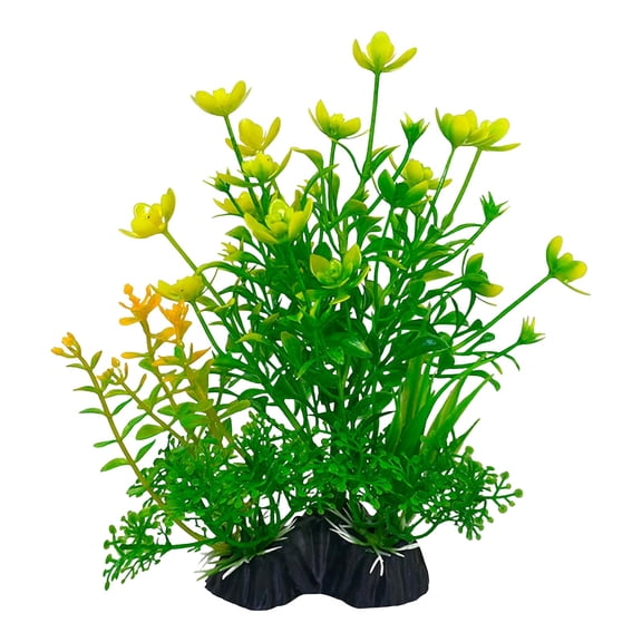 Silk Aquarium Plants, Small Artificial Plants, Fish Tank Decor, 8 in Overall Height, Mixed Green Hues, Anchored Base, Aquatic Landscaping, 1 Pc