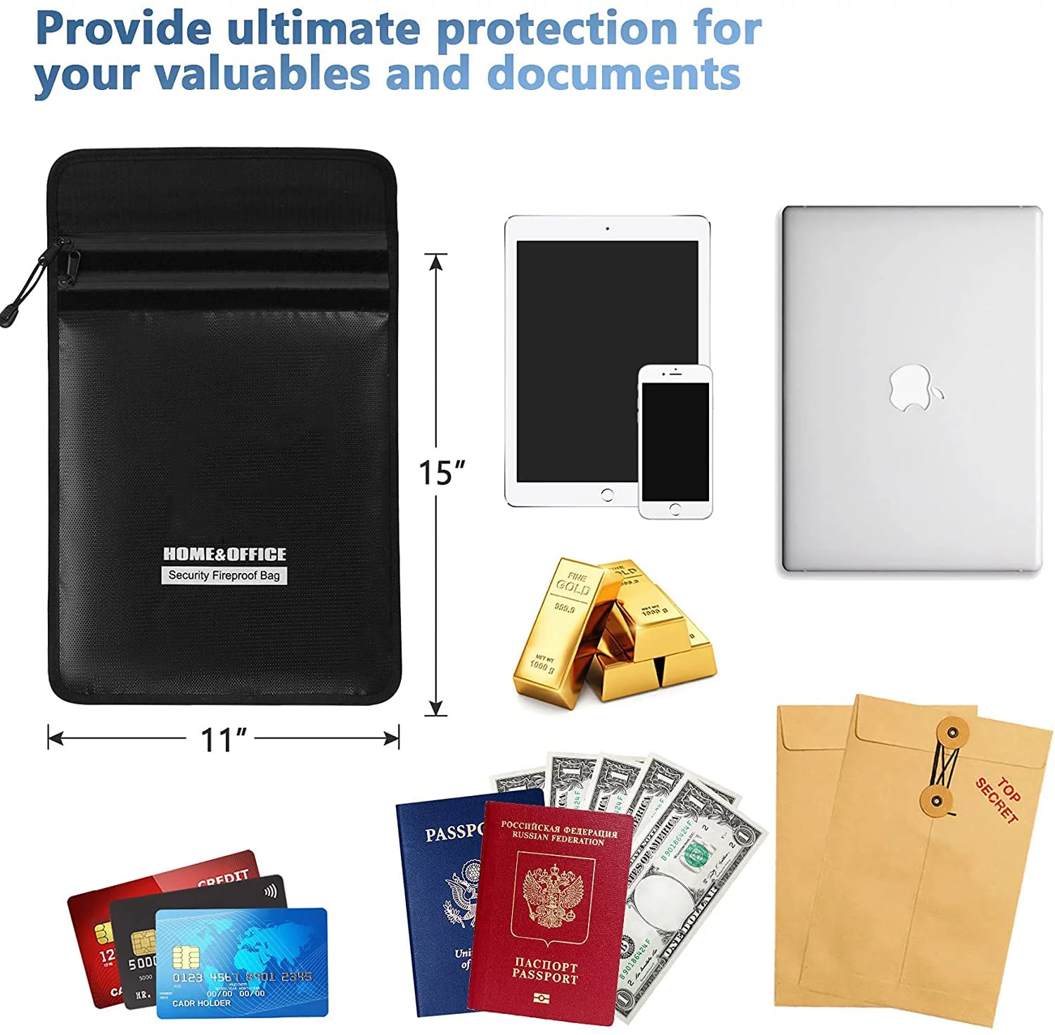 Deally Fireproof & Waterproof Document Bag, 15"x11" photo 3