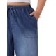 thumbnail image 5 of Pantalones de mezclilla de mujer de talla grande Agnes Orinda con cordón y cintura elástica, pantalones palazzo de pierna ancha con bolsillos 4X negro azul, 5 of 6