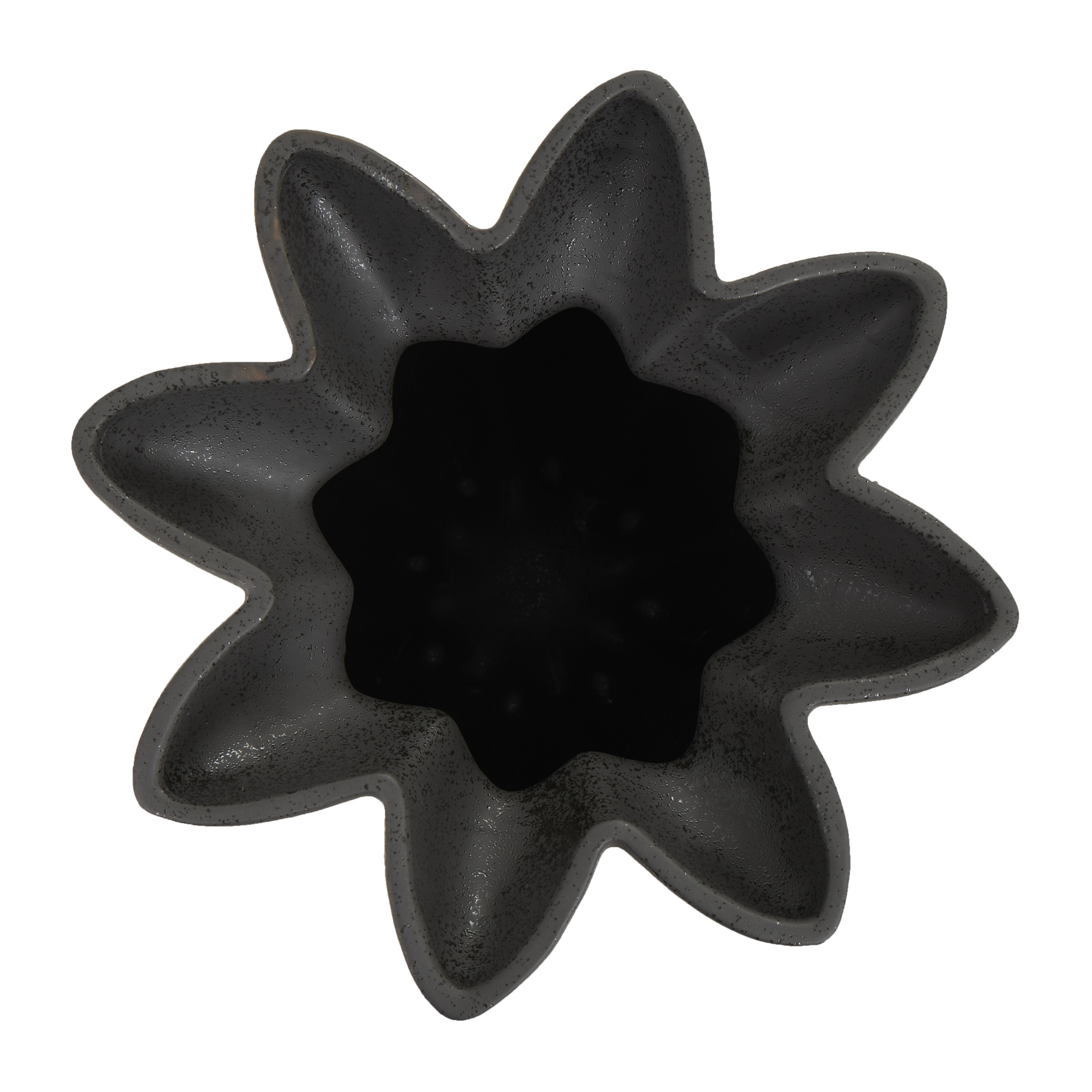 DecMode 15" Speckle Textured Black Ceramic Vase with Tulip Style Opening