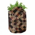 thumbnail image 3 of Grunge Grow Bags 5-Pack, Antique Brown Toned Grid, Heavyduty Fabric Pots with Handles for Plants, 2 Sizes, Multicolor, by Ambesonne, 3 of 3