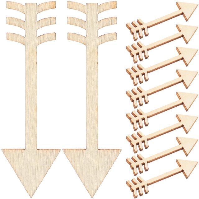 LEEYNEER100 Pcs Wood Wedding Embellishments Arrows Art Letters Home Decor Dowel Rods Child