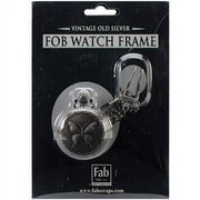 Old Silver No Mechanism Fob Watch with Chain Embellishment