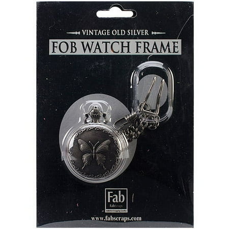 Old Silver No Mechanism Fob Watch with Chain Embellishment
