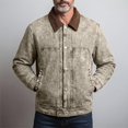 thumbnail image 2 of Rexolia Mens Vintage Washed Denim Jacket Corduroy Collar Long Sleeve Snap Button Jean Coat Retro Streetwear for Fall Winter Outdoor Light Brown S, 2 of 7