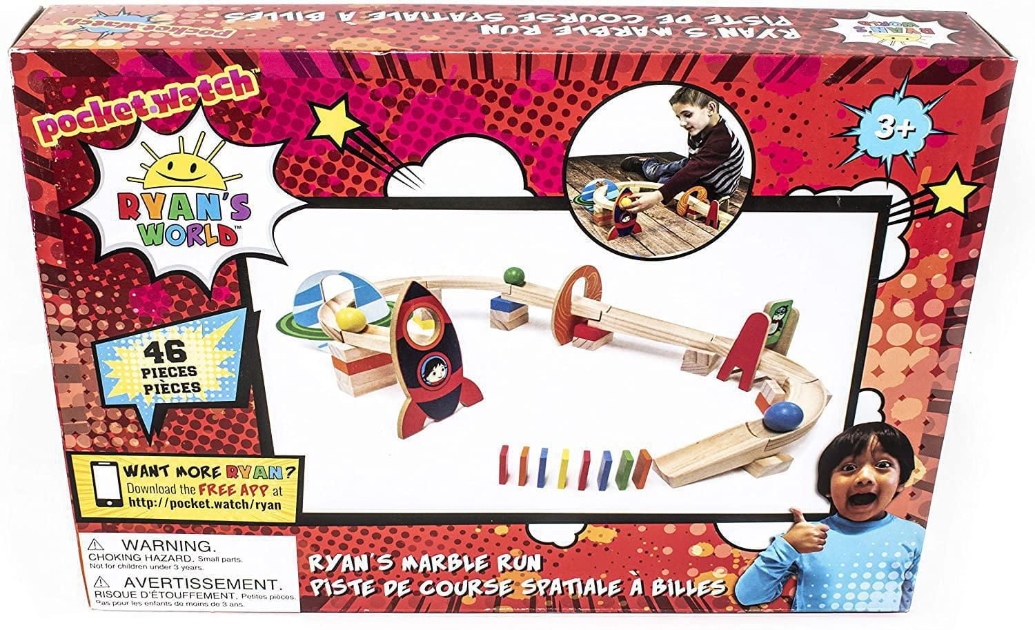 Ryan's World - Ryan's 45 Piece Wooden Space Marble Race