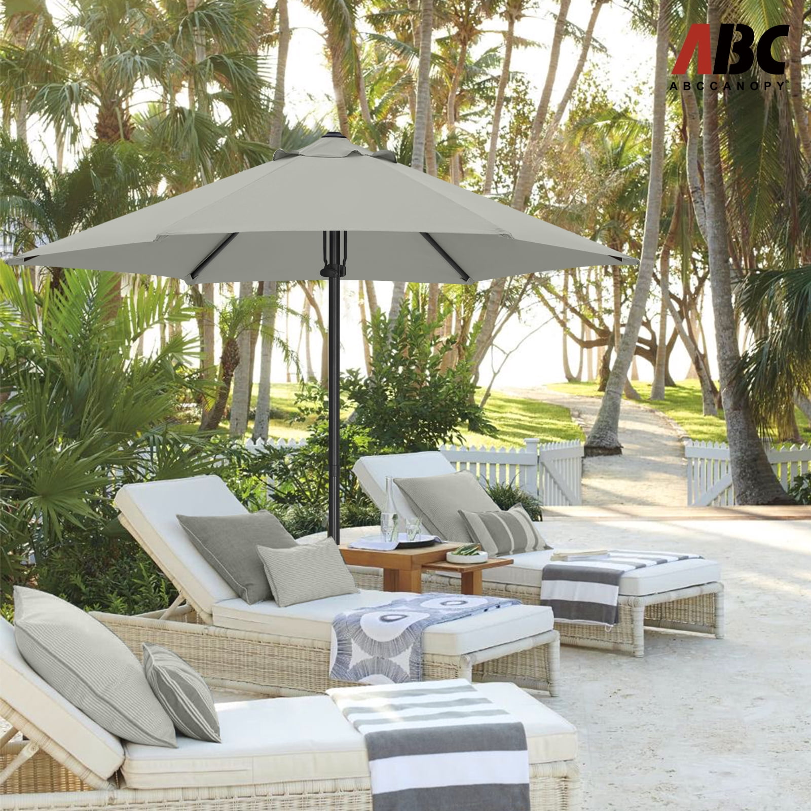 ABCCANOPY 7.5ft Outdoor Market Hand Push Patio Umbrella,12+Colors, Light Gray