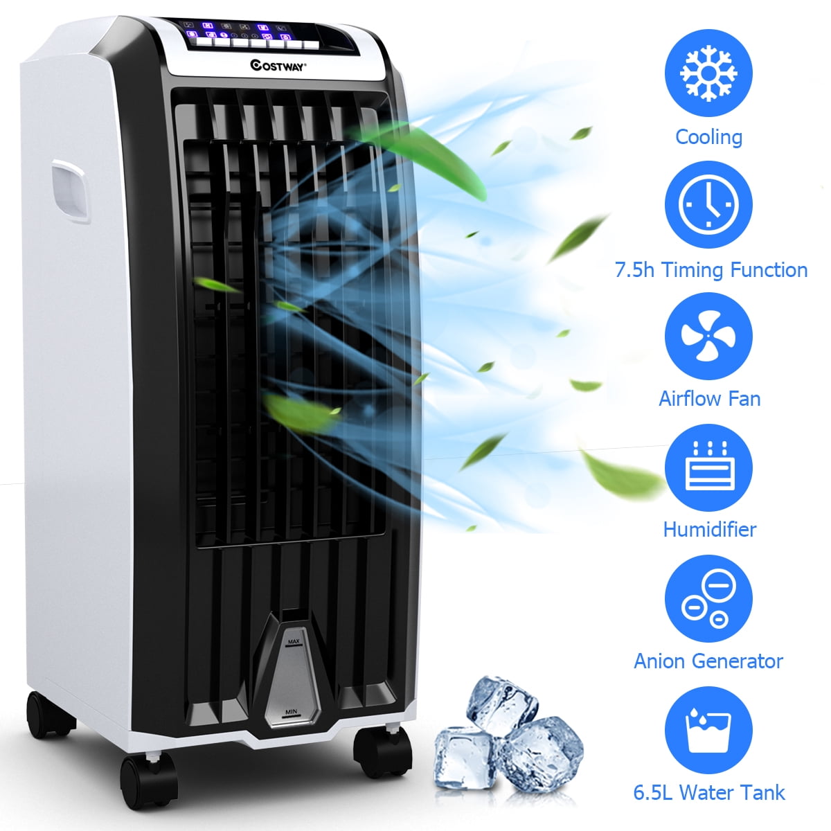 Portable Evaporative Air Cooler Fan Humidifier with Remote Control Ice Boxes Ene 