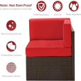 thumbnail image 5 of YODOLLA 7-Piece Patio Furniture Set with 43" Fire Pit Table, Rattan Wicker Outdoor Sectional Sofa Couch with Table Patio Conversation Set for Lawn& Backyard In Red, 5 of 8
