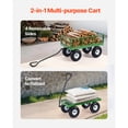 thumbnail image 3 of KFFKFF 900 lbs Steel Garden Cart with Wheels, Durable Outdoor Utility Wagon with 10" Tires, Removable Mesh Sides for Flatbed Conversion, and 180° Rotating Handle, 3 of 9