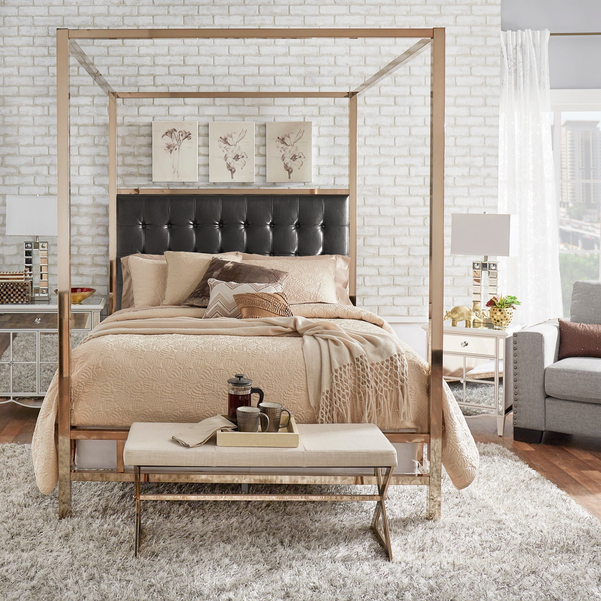 Inspire Q Solivita Champagne Gold Full Size Metal Poster Bed By Bold Inspire Q Solivita Champagne Gold Full Size Metal Poster Bed By Bold Com