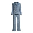thumbnail image 4 of Secret Treasures Women's and Women's Plus Traditional Notch Collar Long Sleeve Top and Pants Pajama Set, 4 of 6