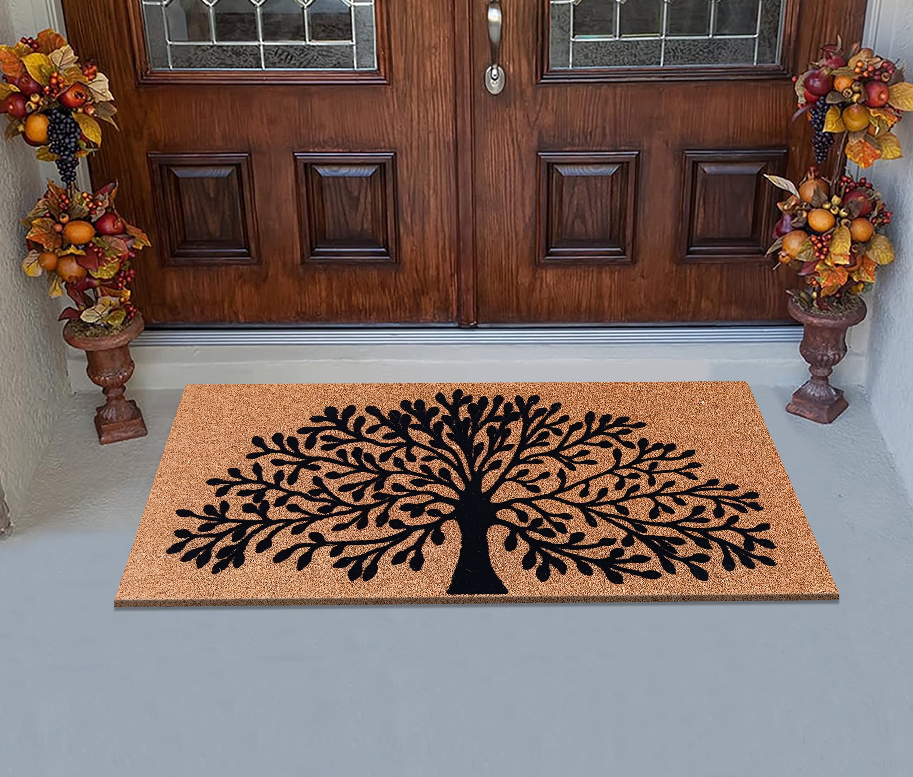 A1HC Large Floral Outdoor Door Mat Scraper for Front Door Entrance Outside Doormat 30"X48" Patio Rug Dirt Debris Mud Trapper Fade Resistant Flocking Technology