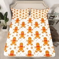 thumbnail image 2 of Manfei Cute Gingerbread Man Twin Sheet Sets,Merry Christmas Twin Fitted Sheet,Gold Brown White Flat Sheet For Girtls Teens,Microfiber Bedroom Decor,3-Piece, 2 of 7