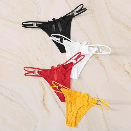 

yotyukeb Sleepwear For Womens Pajamas For Women 4Pc Women Solid Hollow Out Underwear Panties Lingerie Thongs