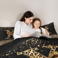 thumbnail image 4 of Erosebridal Chic Cheetah Print Bedding Comforter Set, Personalized Initial X Queen Bedding Sets, Black Brown, Black Reversible 7-Piece, 4 of 6