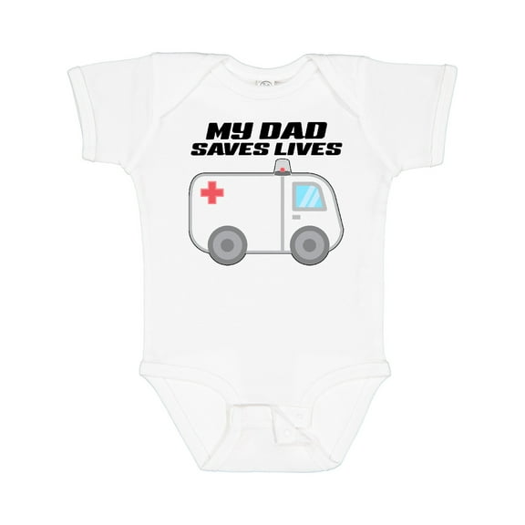 Inktastic My Dad Saves Lives Ambulance Boys or Girls Baby Bodysuit