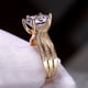 thumbnail image 4 of Anillos de boda Huitan con solitario de circonita cúbica de 12 mm, color dorado, para novia, fiesta de compromiso, joyería brillante de moda para mujer, 4 of 4