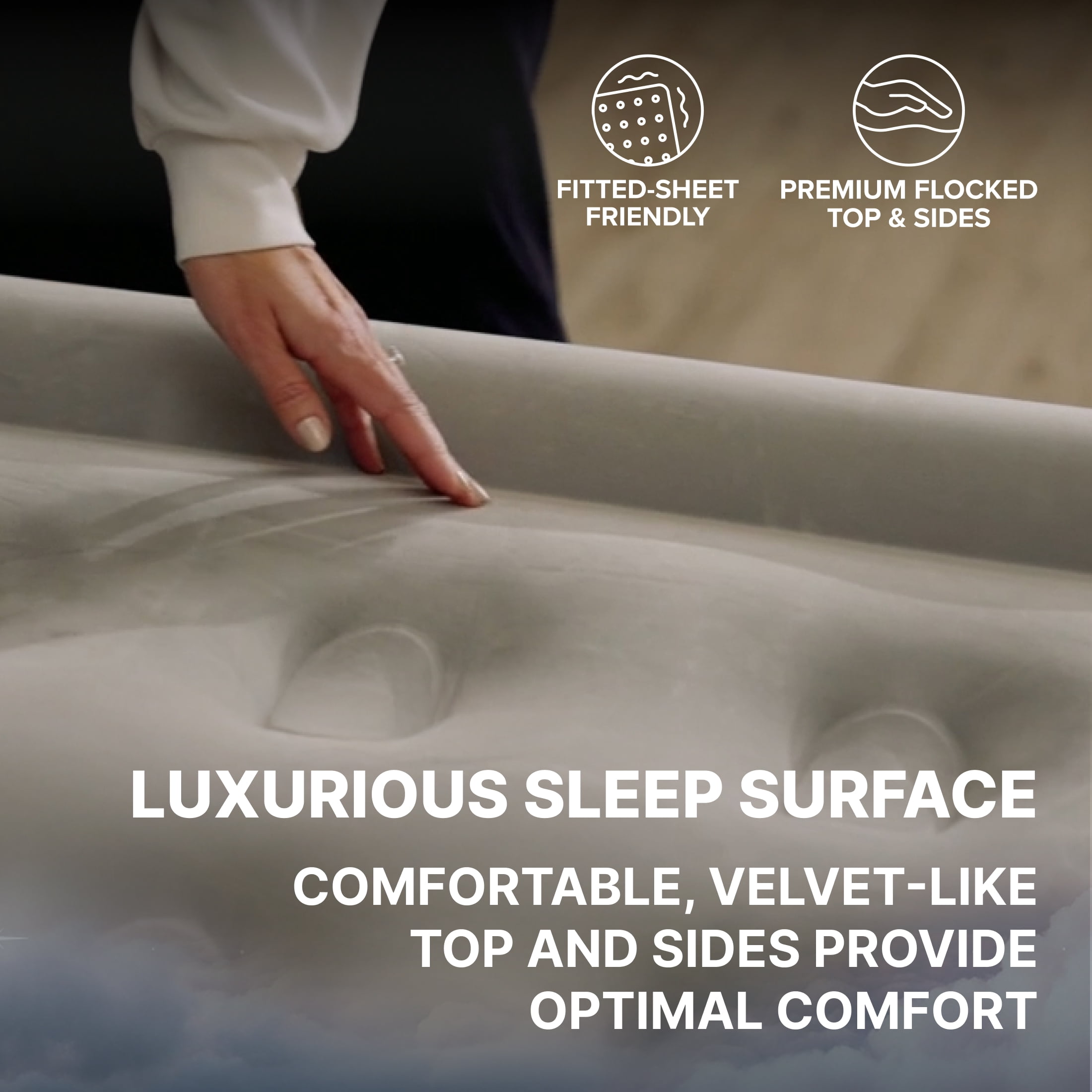 SleepLux Dream AlwayzAire Queen Air Mattress, 18 in , Built-in Electric Pump, Inflatable Indoor Guest Bed